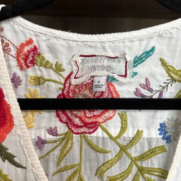 {Johnny Was} Adele Floral Embroidered Drape Tunic Dress, Size S - Picture 2 of 4